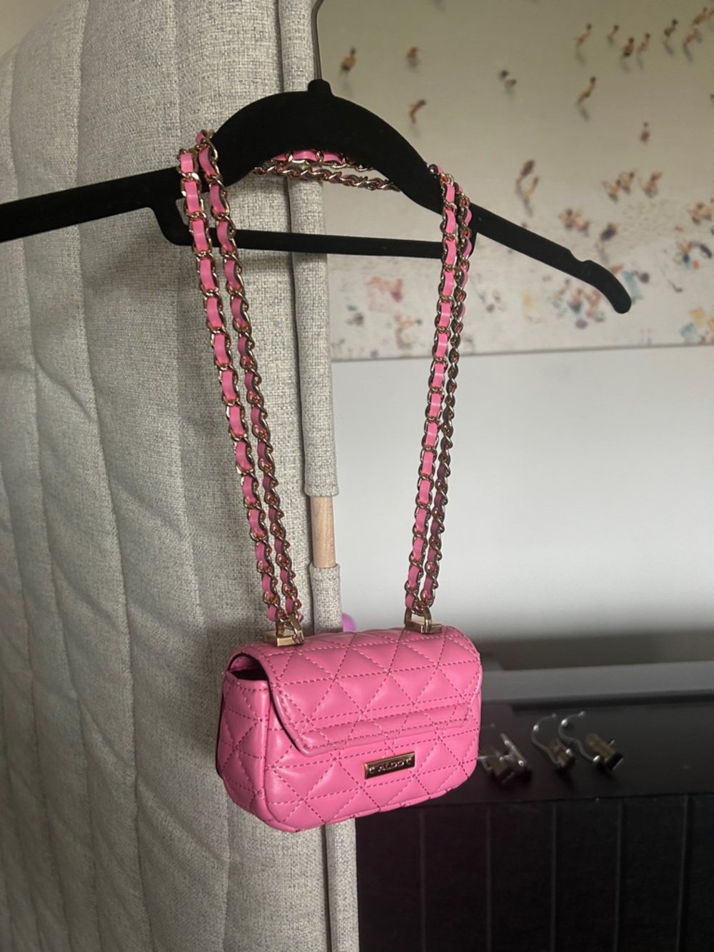 Mini Two-Length Pink Quilted Chain Shoulder Bag